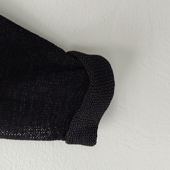 Peter Nygard 3/4 Sleeve Black Mesh Knit Asymmetrical Tunic - Picture 3 of 9